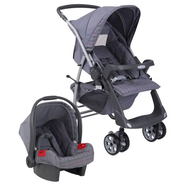 Carinho Travel System - Rio Plus Reversível - New Silver Rosa - Burigotto