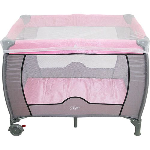 Berço Compacto com Mosquiteiro Rosa - Baby Style