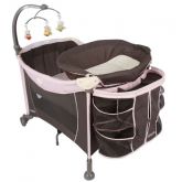 Berço Desmontável Cosco Playard H600 c/ Regulagem de Altura e Móbile - Rosa PHW