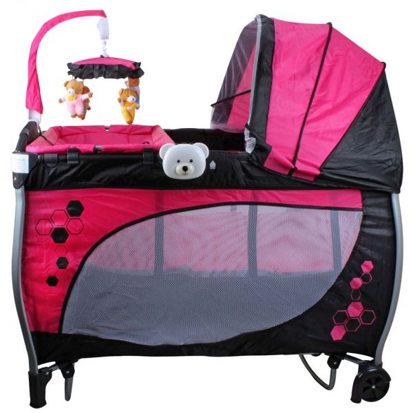 Berço Desmontável Baby Style Balanço Musical 1448004 - Rosa